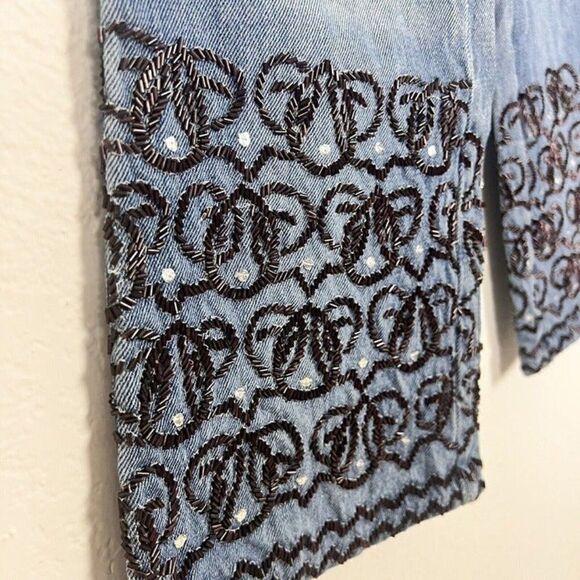 Vintage 90 Spiegel Life Denim Jeans 28” Waist Size 6 Boot Cut Flare Beaded Cuffs - Picture 2 of 10